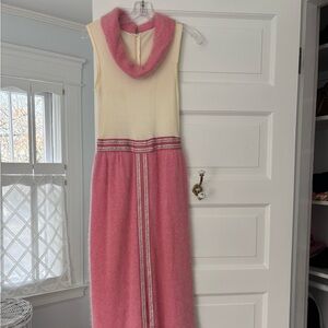 Vintage IlGWU Knit And Cashmere Ivory/pink Sleeveless Maxi Dress Size XS